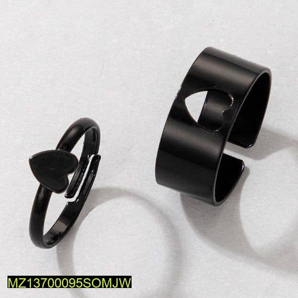 2 PCs trendy couple heart rings ( High quality) 1