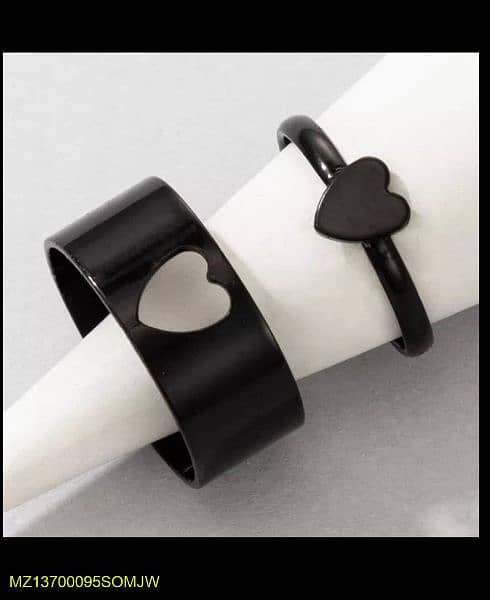 2 PCs trendy couple heart rings ( High quality) 2