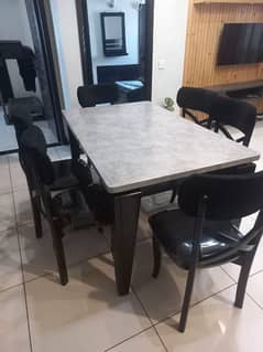 6 seater lavish Black and Grey sheesham wood dining table
