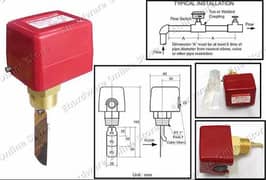12V to 240V 25A Male Thread Water Paddle Flow Switch HFS-25 Brandreth