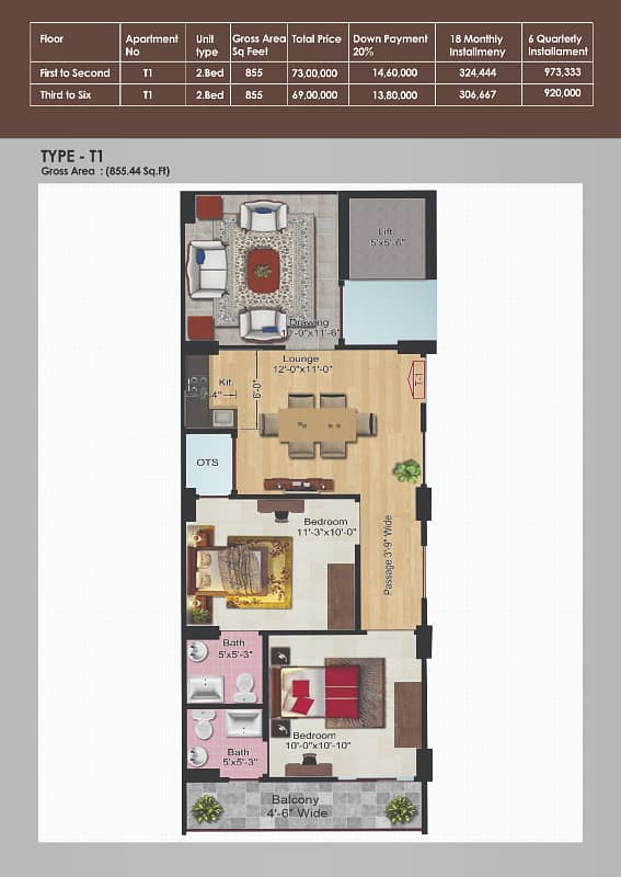 Grab this Oppoertunity 855 sq feet first floor flat for sale 4