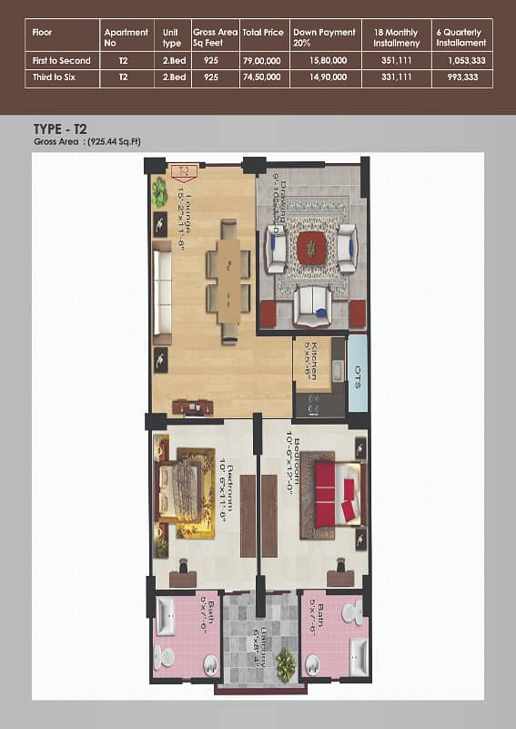 IQRA RESIDENCY 925 Sq Feet Third Floor Flat For Sale 4