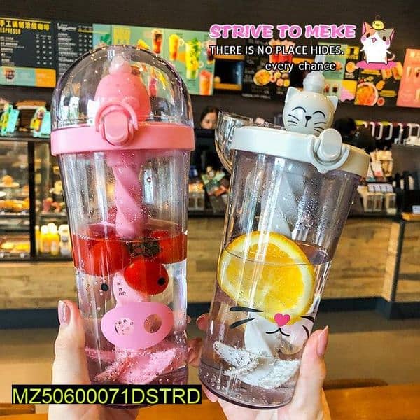 Plastic straw water bottle 0
