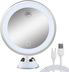 USB 10X Magnifying LED Lighted Makeu The lighted magnifying mirror is