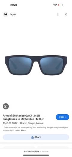 Armani exchange Matte blue sun glasses OAX4124SU