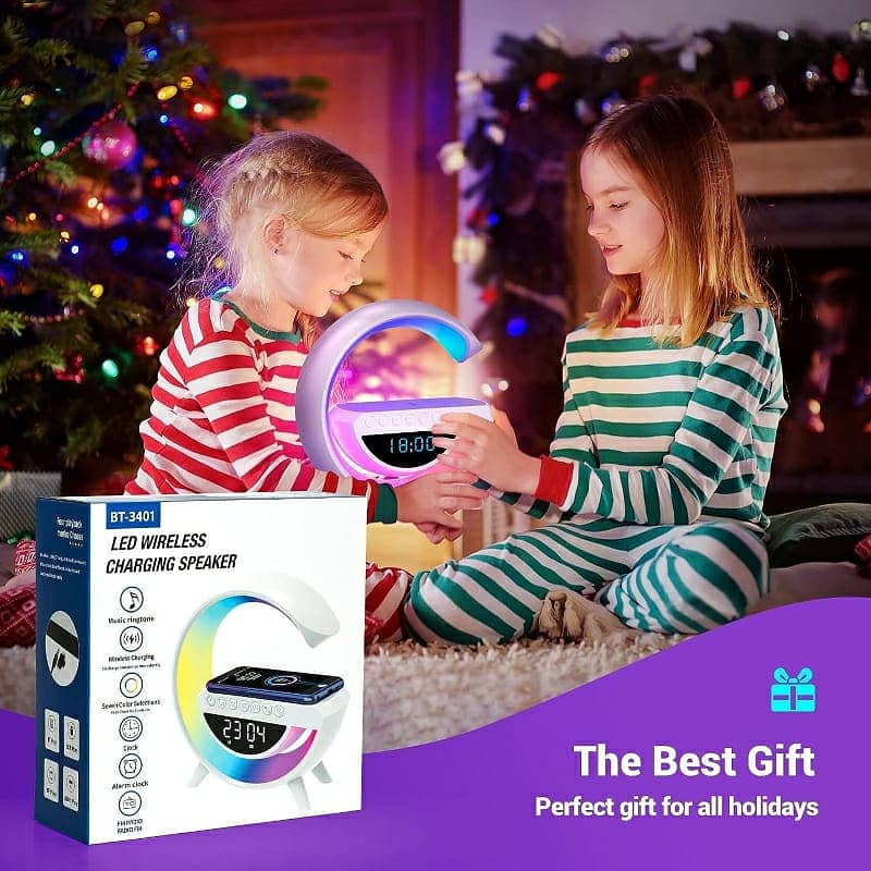 BT-3401 LED Display Wireless Phone Charger Bluetooth Speaker 6