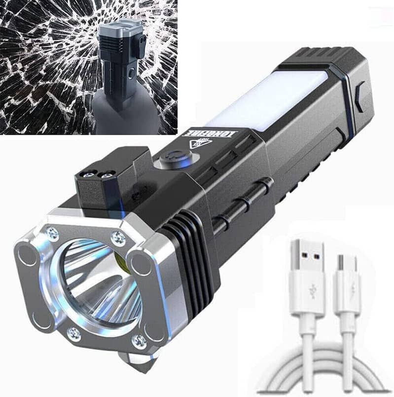 520A Multifunctional Zoomable Flashlight Wind Fire Torch Rechargeable 2