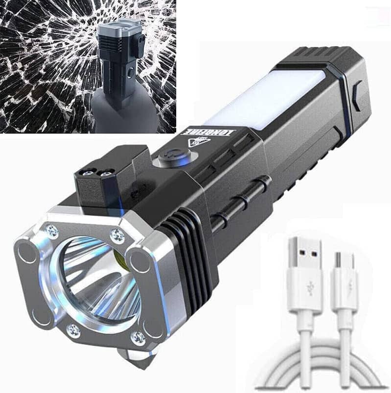 520A Multifunctional Zoomable Flashlight Wind Fire Torch Rechargeable 1