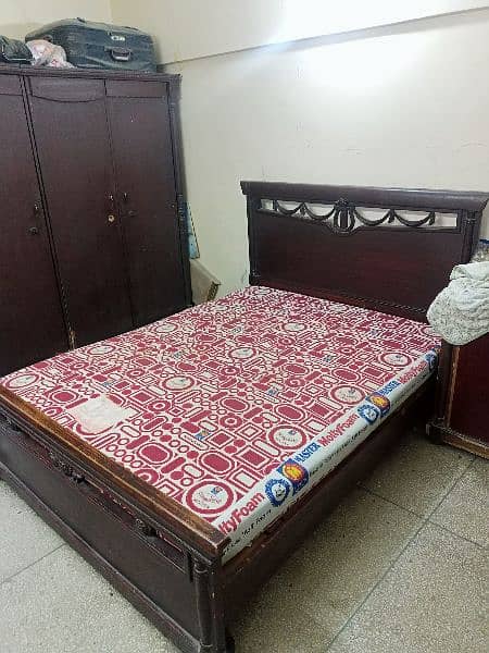 Wooden double bed with Mattress 2