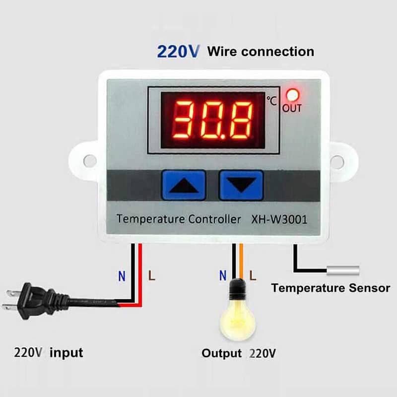 W3001 Digital LED Temperature Controller 10A Thermostat Regulator 220V 0
