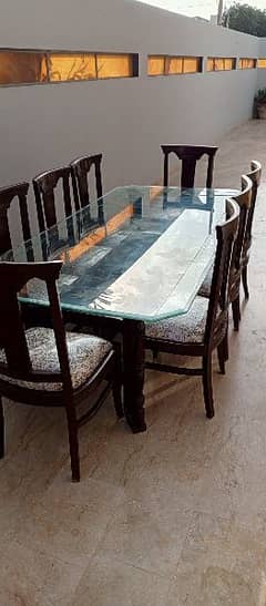 Glass and Wood Dining table