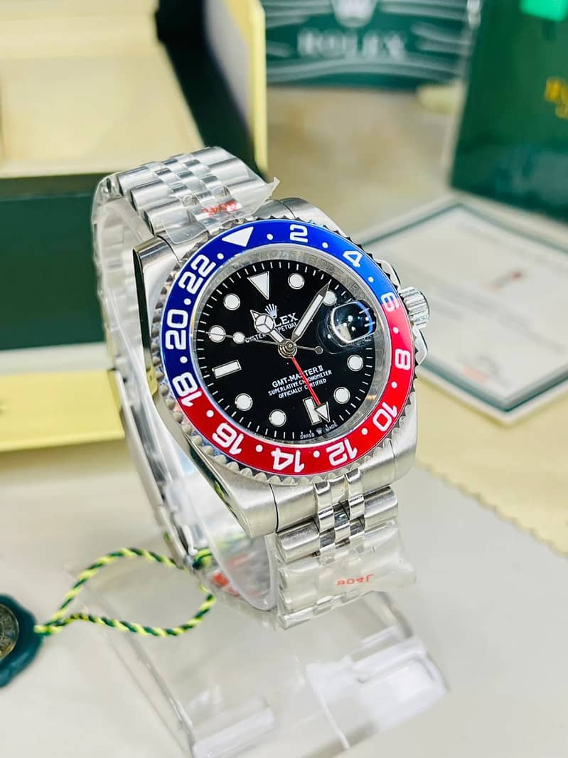 Rolex GMT Master Two Tone Black Dial Chain Strapped Submariner Watch 5