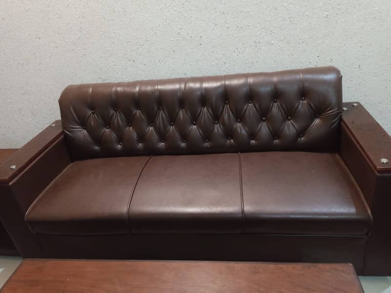 7 Seater Brown Leather Sofa 2