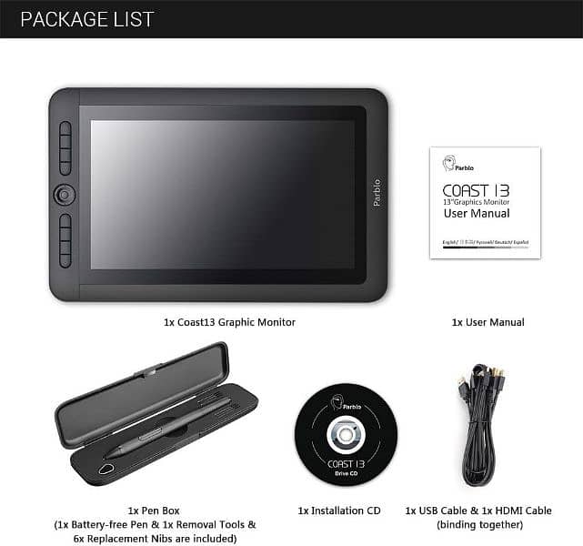 Parblo Coast 13 Drawing Tablet Display Monitor or Graphic tablet 6