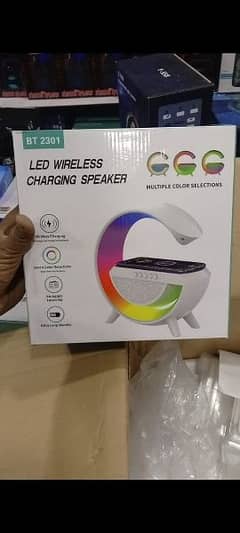 G shape LED wireless charging speaker available good quality