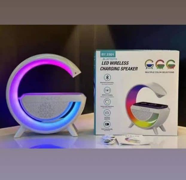 G shape LED wireless charging speaker available good quality 1