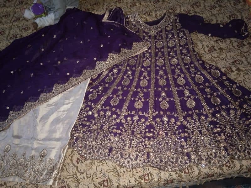 just one time used silk trouser chiffon embroidered dupatta and frock. 0