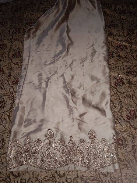 just one time used silk trouser chiffon embroidered dupatta and frock. 3