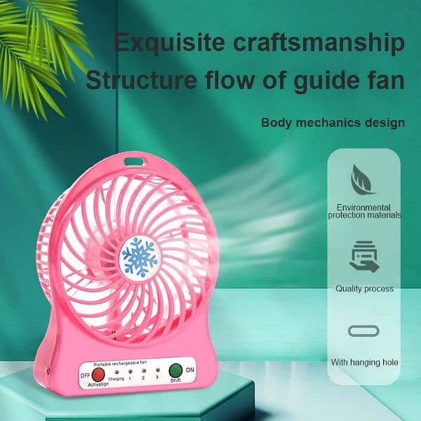 USB rechargeable Fan with Night Light and Charging, Convenient 4
