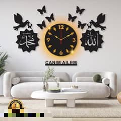 Beautiful MDF wooden Wall Clock with backlight