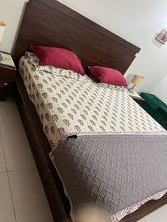 King size Bed with two side tables and dresser