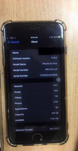 IPhone 6s Plus 128gb black color PTA approved 2