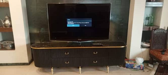 led rack console tv table media wall