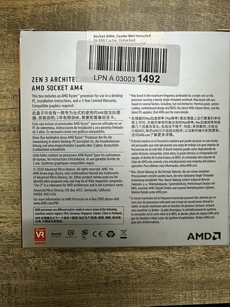 AMD Ryzen 7 5800X - New (Sealed) Box - UK Variant 2