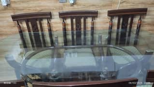 dining table pure wood with 6 chairs