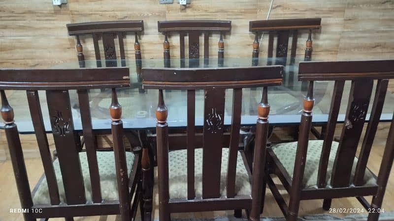dining table pure wood with 6 chairs 1