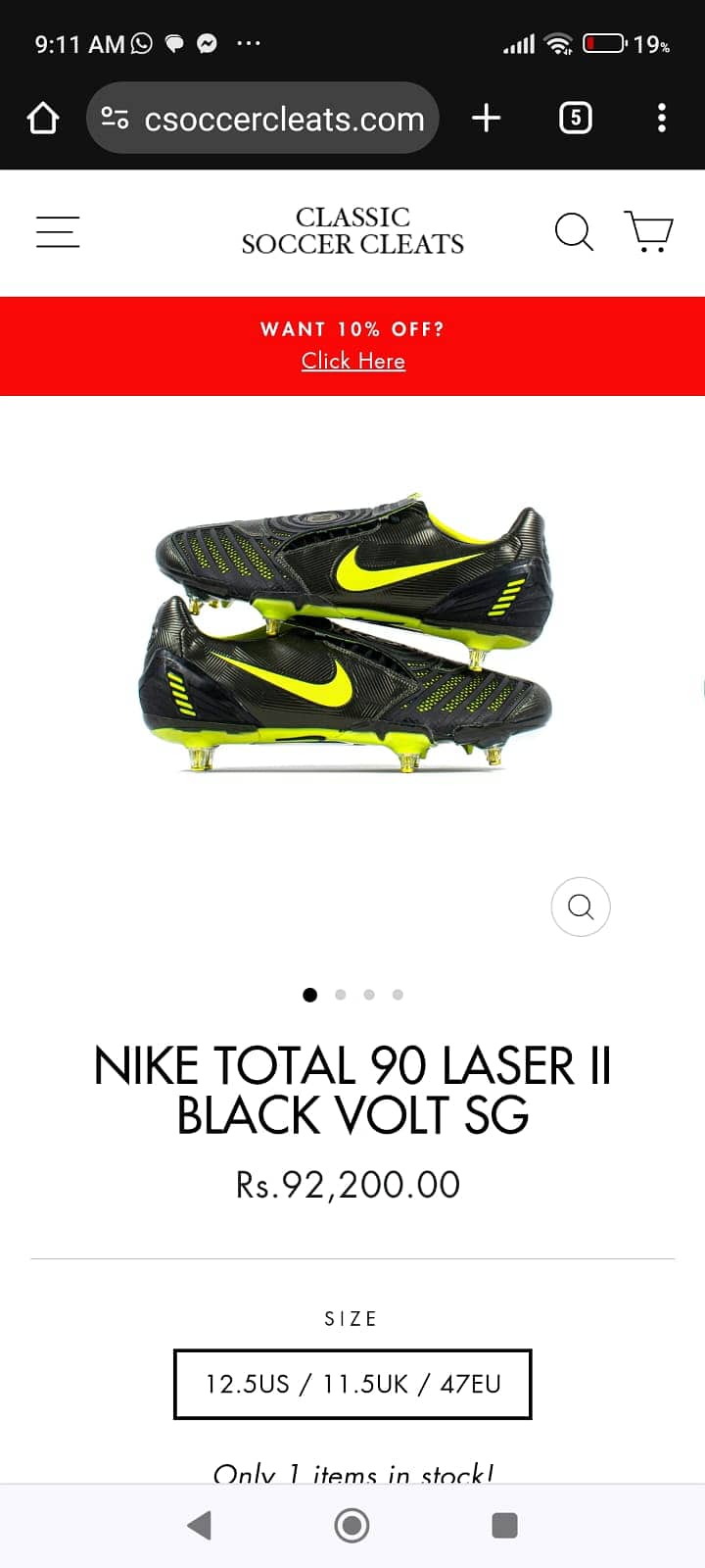 Nike Total 90 Laser II Black Volt SG Football Shoes 3