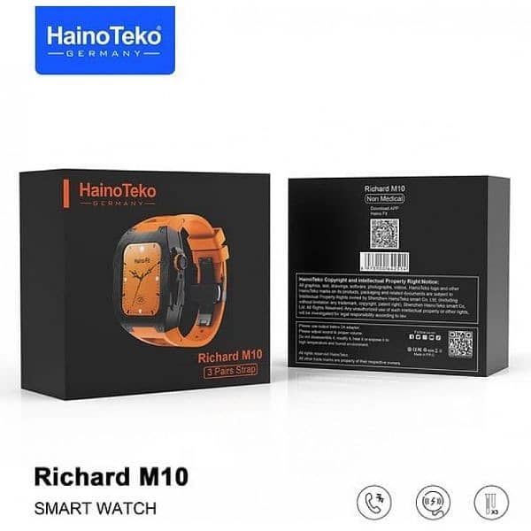 Richard M10 Smart Watch With Wireless Charging And Three Stylish 3