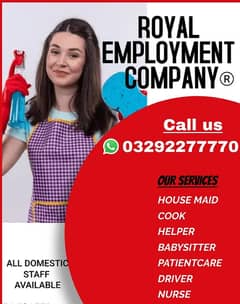 House Maid Babysitter Nanny Cook staff Couple Cheff Domestic Staff