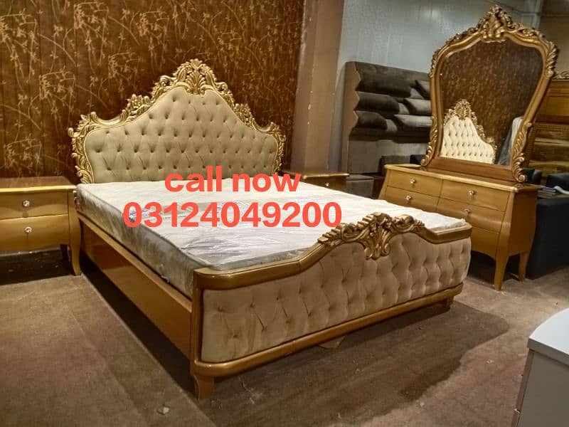 high gloss bed /wooden bed /side tables dressing 4