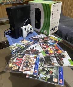 Xbox 360 slim with 25 games, Condition 10/10