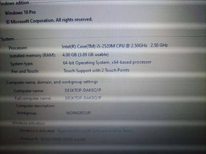 Lenovo T420
Core i5 4 Gb ram/500GB Rom 6