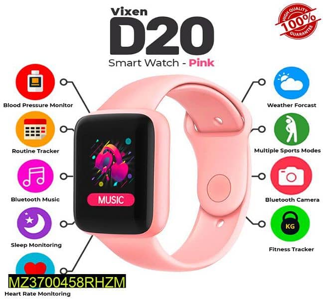 D20 smart watch pink 0