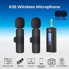 K35 High Quality Wireless Dual Microphone For Mobile Phone And Camera