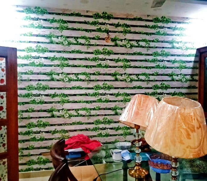 wallpaper,PVC panel, wooden & venil flor,window blind, artificial gras 4