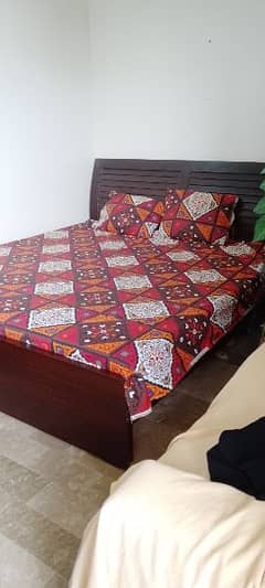Wooden Bed with mattress on urgent sale
