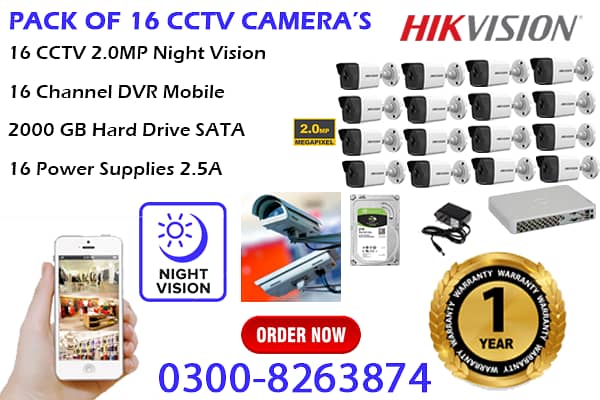 16 CCTV Cameras Pack (1 Year Warranty) 0
