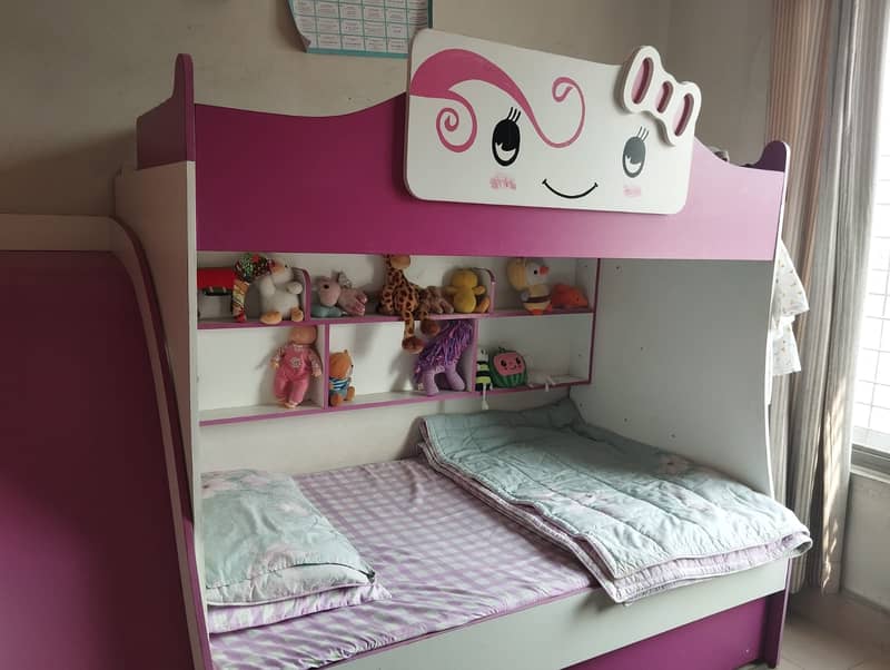 Kids bunk bed with study table 1