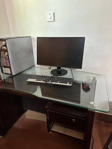 Office Wooden table with glass top 3