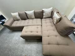 L shaped sofa , 7 seater ,light brown
