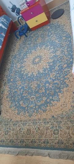 Blue and fawn carpet