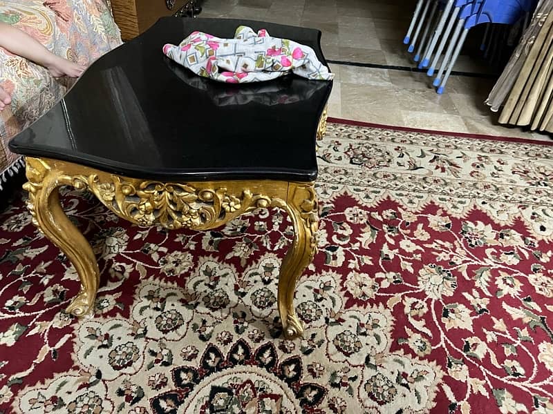 Antique wooden table chinyoti with marble slab for sale 0