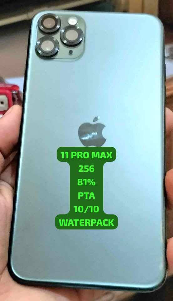 IPHONE 11 PRO MAX 256 81 FACTORY UNLOCK PTA 10/10 WATER PACK WITH BOX 0