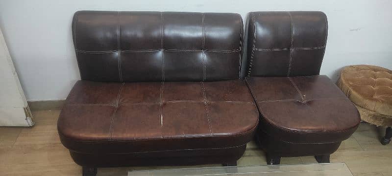 Dark brown patterned sofa set 1
