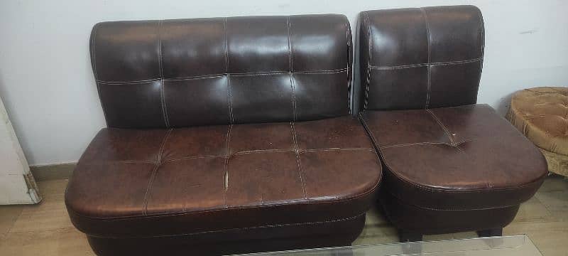 Dark brown patterned sofa set 2