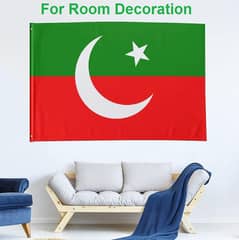 PTI Flag ,size 3 x 4.5 feet for Home Room Decoration, call O3002517790